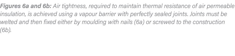 Figures 6a and 6b: Air tightness, required to maintain thermal resistance of air permeable insulation, is achieved us   
