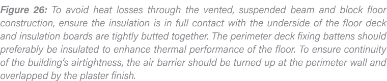 Figure 26: To avoid heat losses through the vented, suspended beam and block floor construction, ensure the insulatio   